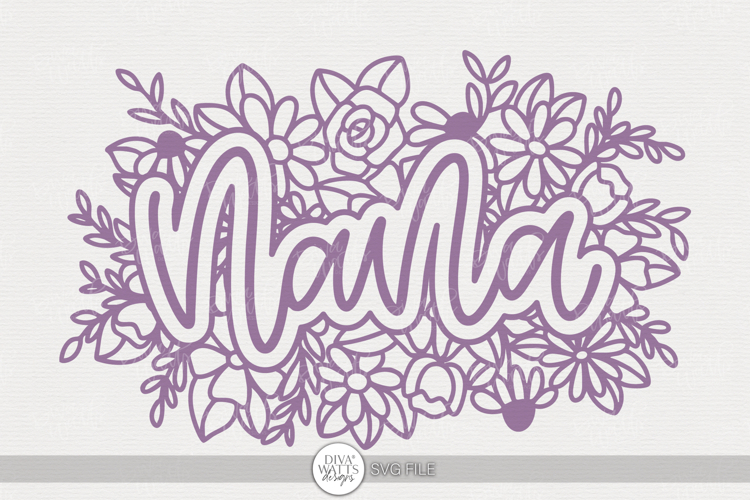 Nana Floral SVG | Flower Frame Name Design