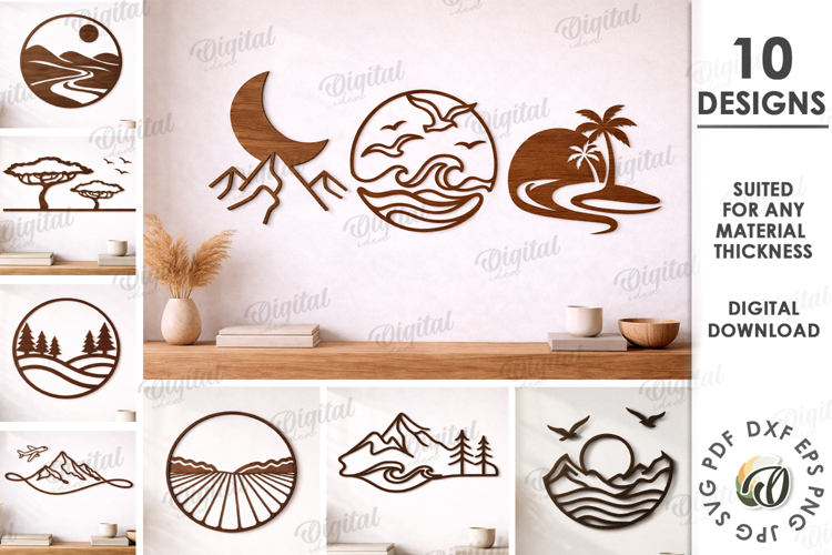 Nature Wall Art Bundle Laser Cut. Wall Decor SVG