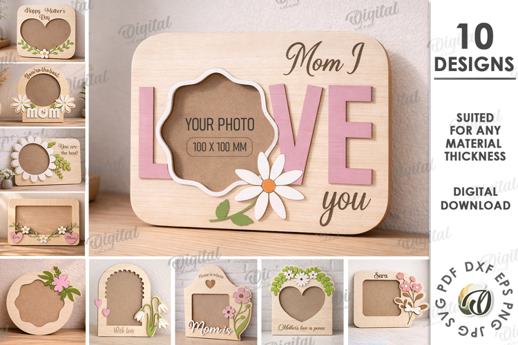 Mothers Day Photo Frames Bundle Lasercut. Picture Frame SVG