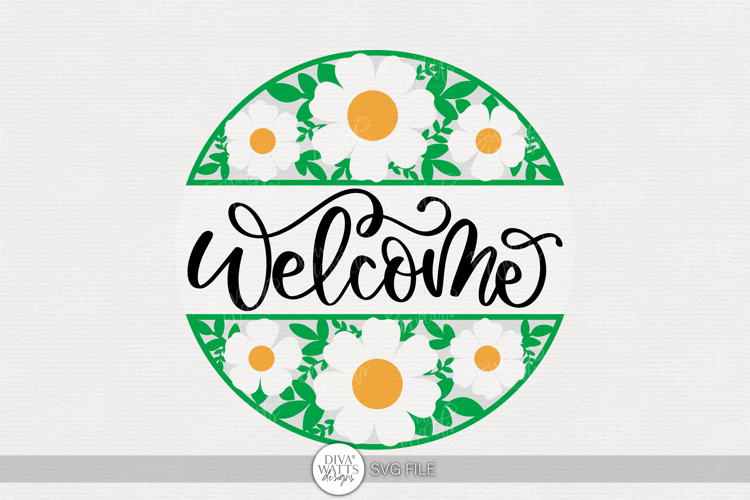 Welcome SVG | White Daisy Floral Door Sign Design