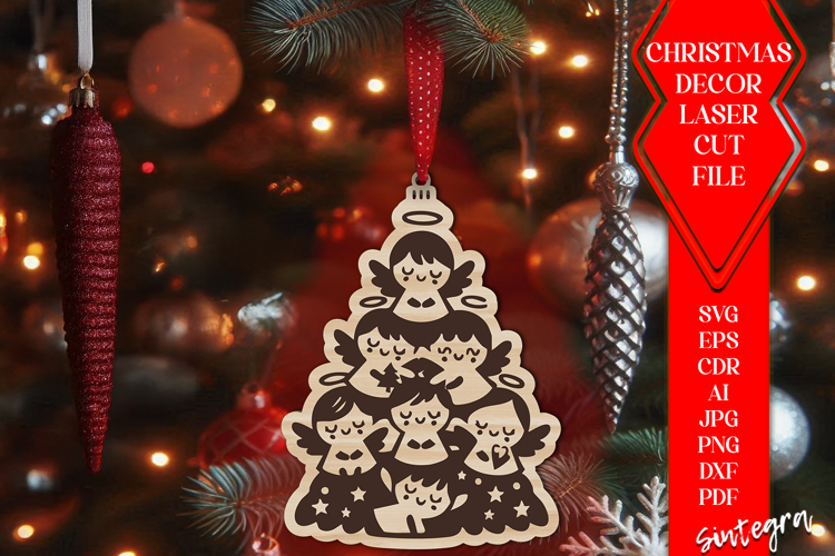 Angels Christmas Tree Balls SVG Laser Cut File v1