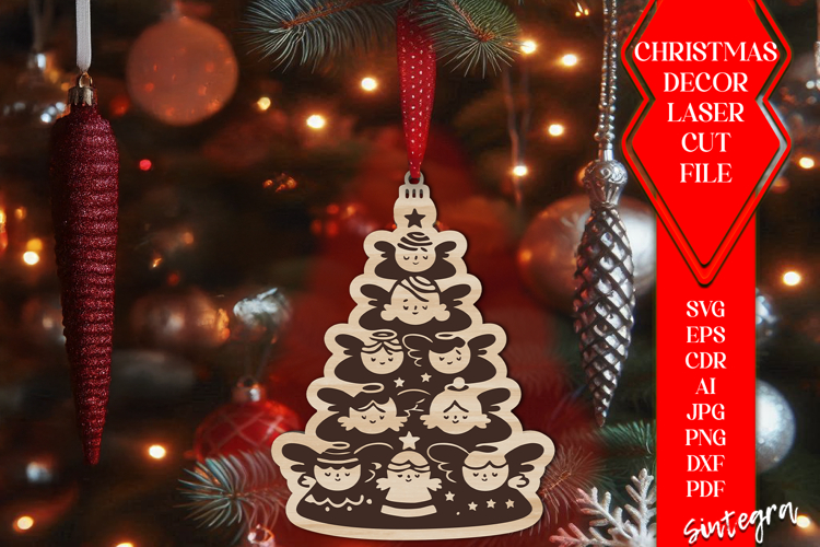 Angels Christmas Tree Balls SVG Laser Cut File v2