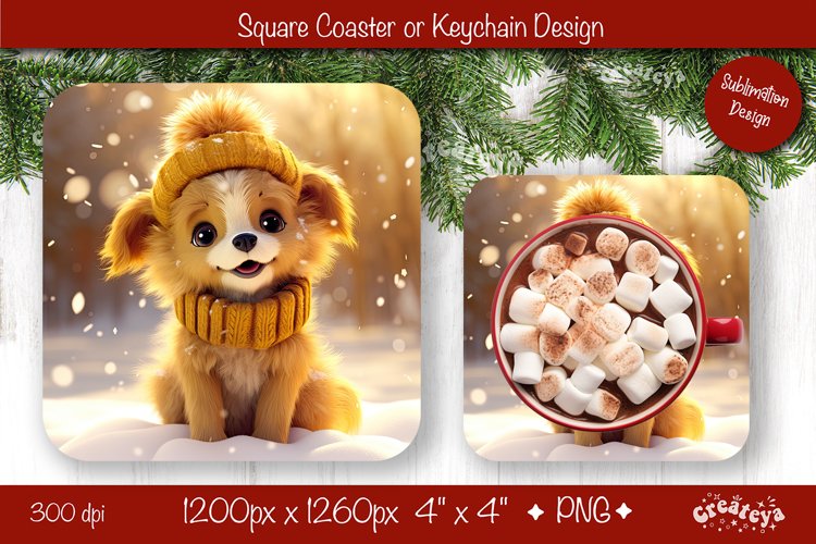 Christmas coaster Sublimation Square coaster design Animal