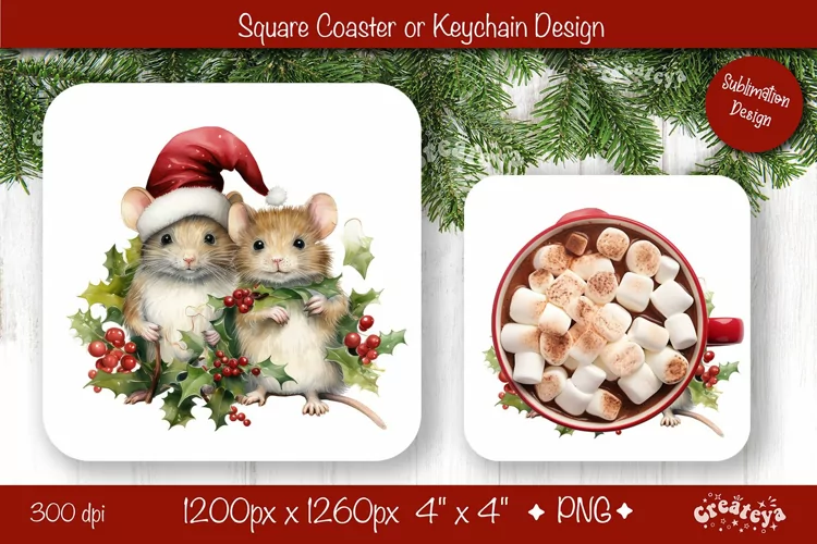 Christmas coaster Sublimation Square coaster design Animal