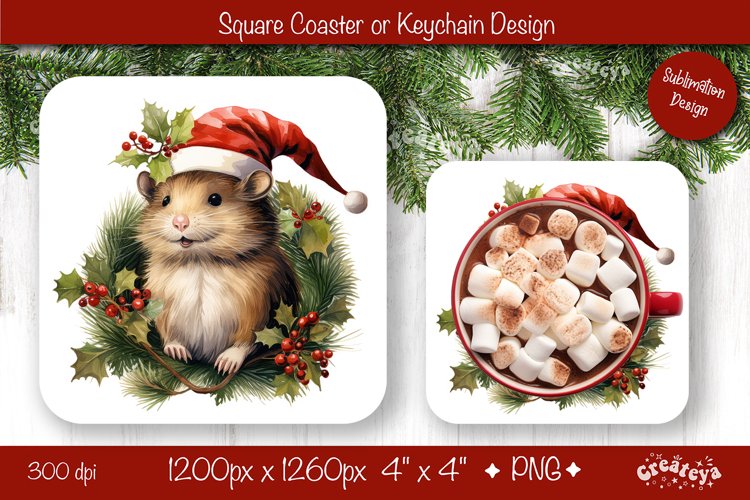 Christmas coaster Sublimation Square coaster design Animal