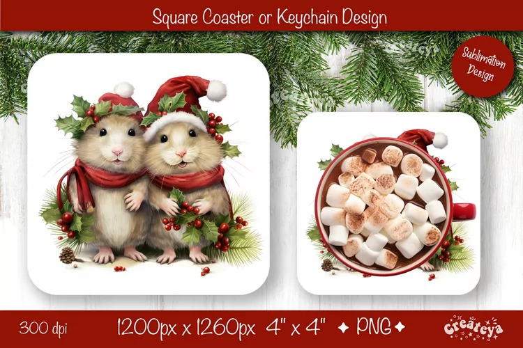 Christmas coaster Sublimation Square coaster design Animal