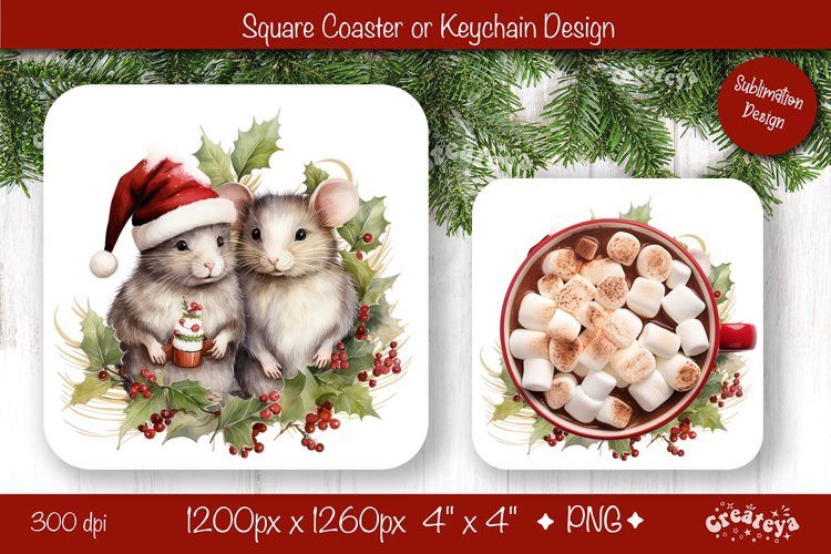 Christmas coaster Sublimation Square coaster design Animal