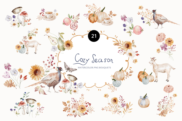 Cozy Season Watercolor Arrangements