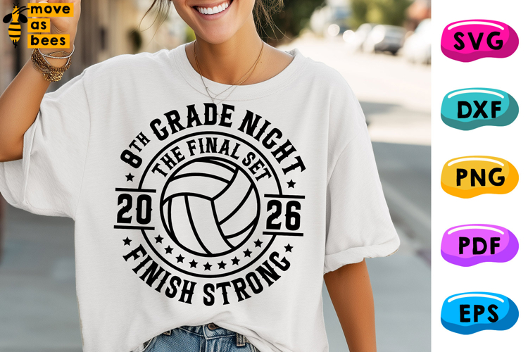 8th Grade Night Volleyball Svg, Png, Class Of 2026 Svg