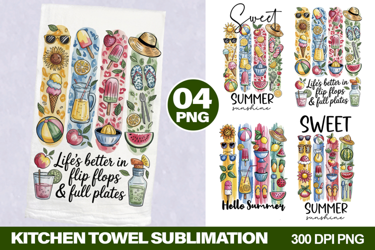 Summer Kitchen Towel Design - Summer Sublimation PNG