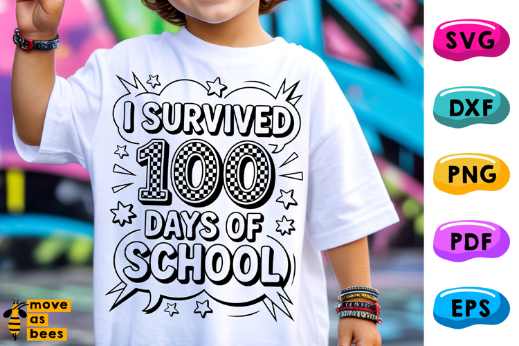 I Survived 100 Days Of School Svg, Png, Kids 100th Day Shirt