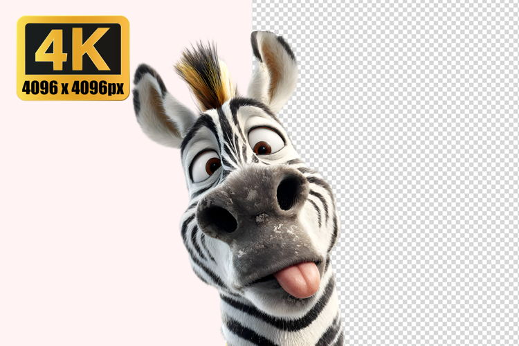 Zebra with Tongue Transparent PNG