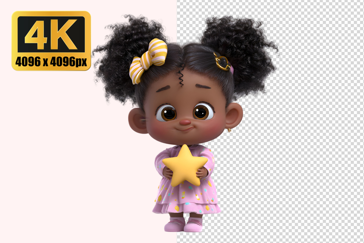 Baby Girl Holding a Star Transparent PNG