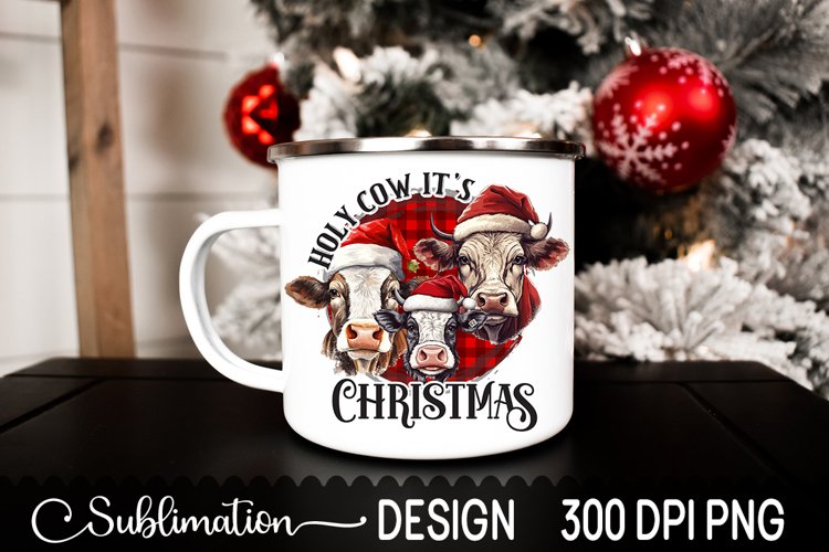 Holy Cow It's Christmas Sublimation Design - Heifer PNG example image 1