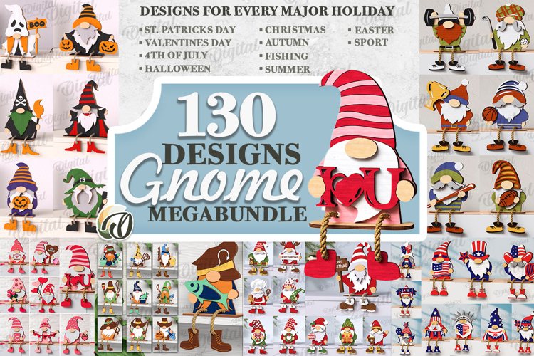 3D Gnome Mega Bundle Laser cut. Holiday gnomes decorations
