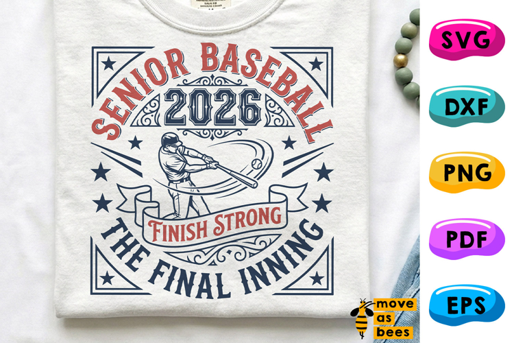 Senior 2026 Baseball SVG, PNG, Retro Design, Finish Strong