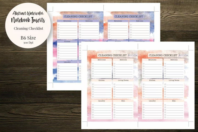 Abstract Watercolor Cleaning Checklist B6 Size Notebook