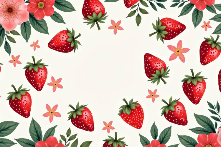 Strawberry With Leaves Background