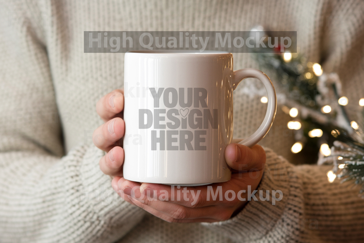 Christmas Mug Mockup Template - Christmas Background