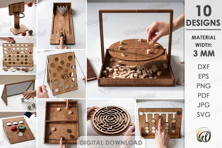 3D Board Games Bundle Laser Cut. Desktop Kids Game SVG