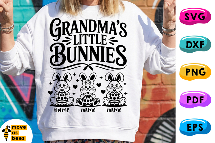 Grandmas Little Bunnies Svg, Png, Easter Shirt, Kids Names