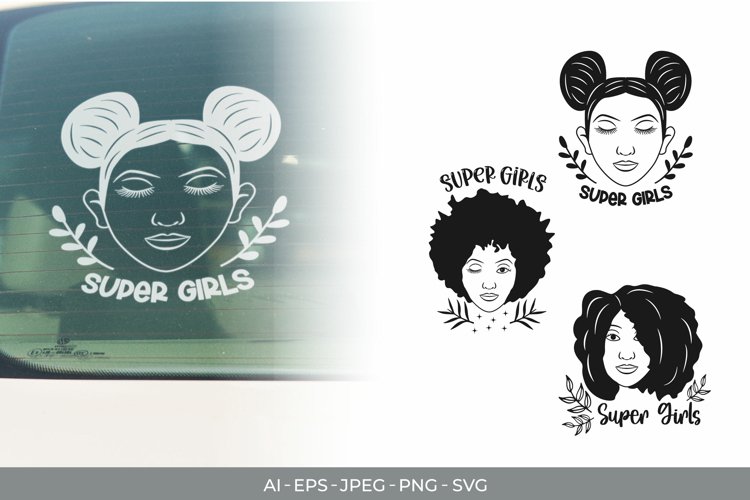 Afro Super Girls with Various Hair Style SVG Bundle