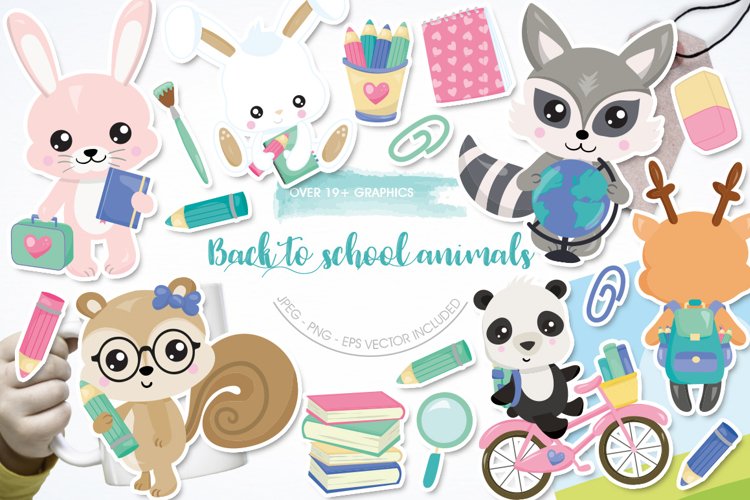 Back to School Animals Graphic   Illustration - Sublimation
