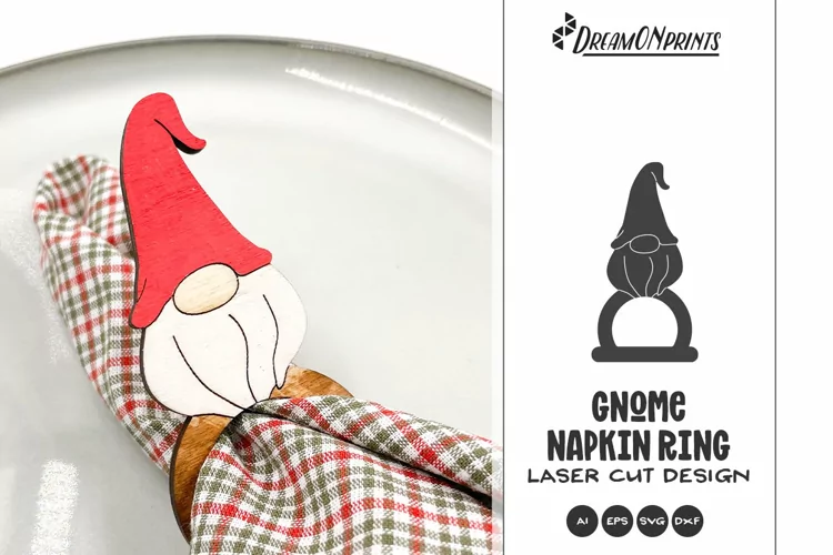 Christmas Gnome Napkin Ring Laser Cut Design