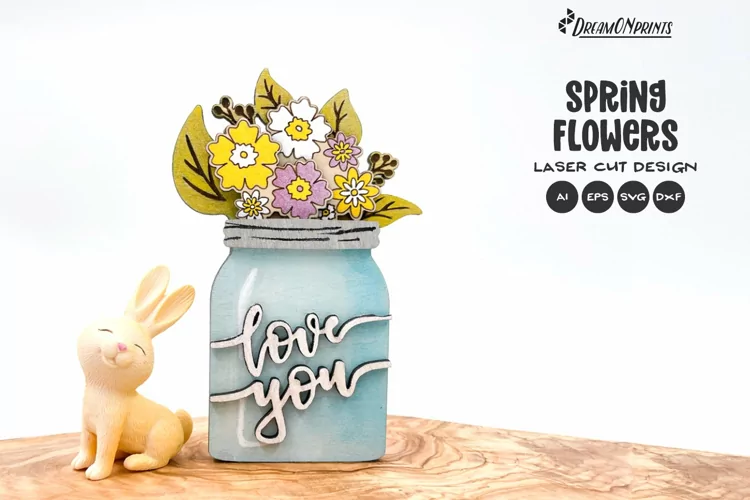 Spring Flowers Laser Cut Design | Spring Decor SVG