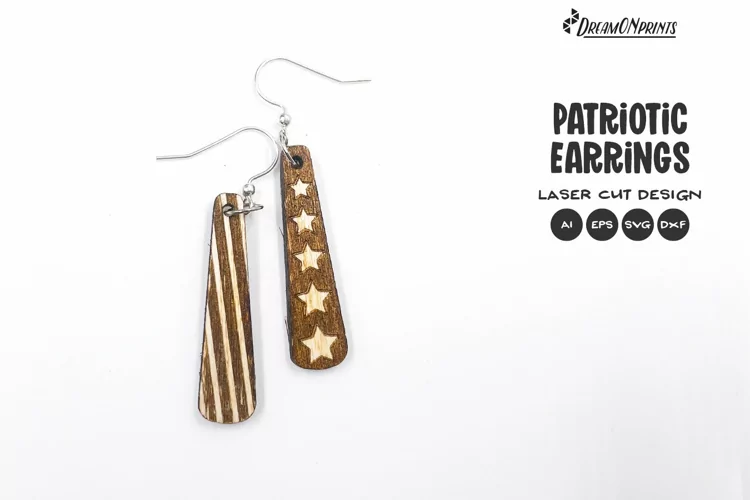 Stars and Stripes Earrings Laser Cut Design