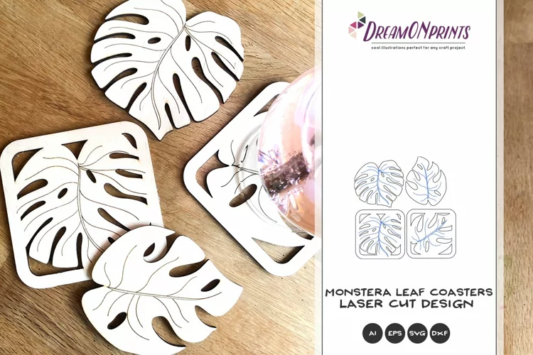 Monstera Leaf Coasters Laser Cut Designs - SVG Files