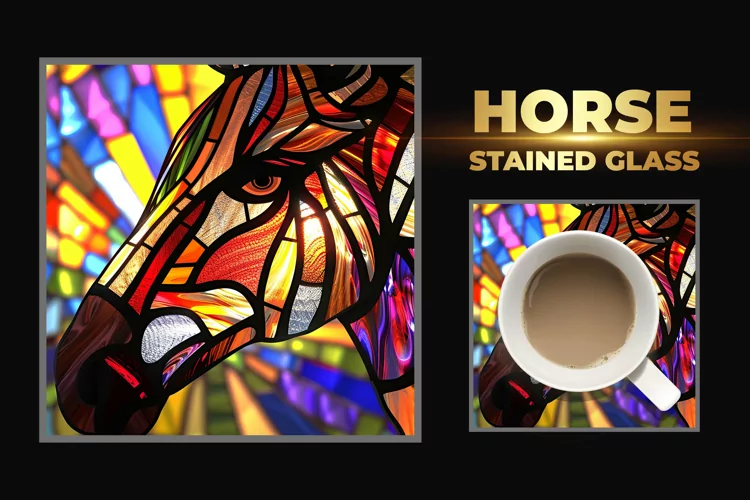 Horse Stained Glass Square Coaster