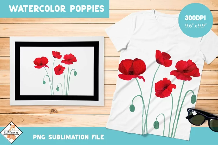 Sublimation Clipart | Watercolor Poppies