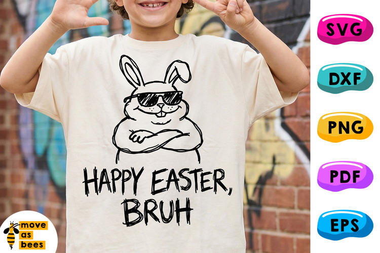 Happy Easter Bruh SVG, PNG, Cool Rabbit in Sunglasses, Bunny