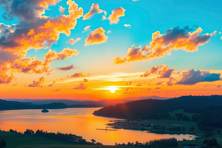 Sunset Over The Ocean Background