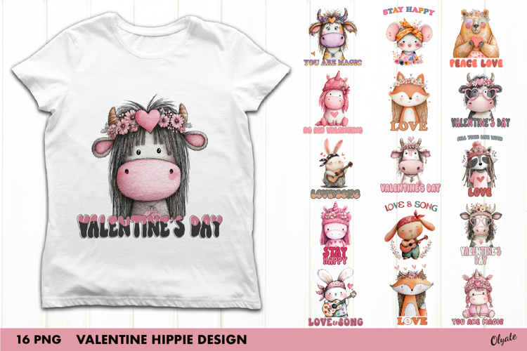Hippie Valentine Sublimation Bundle PNG example image 1