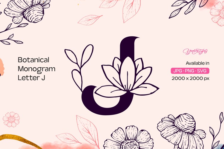 Botanical Monogram Letter J