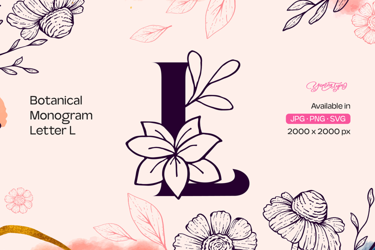 Botanical Monogram Letter L