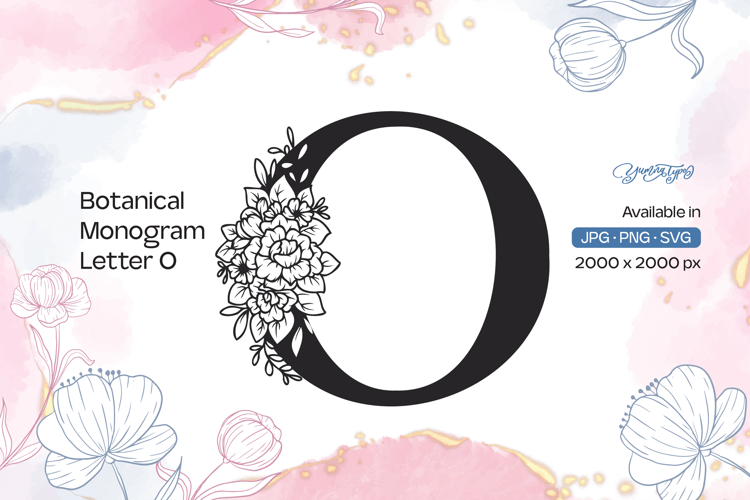 Flower Bouquet Botanical Monogram Letter O