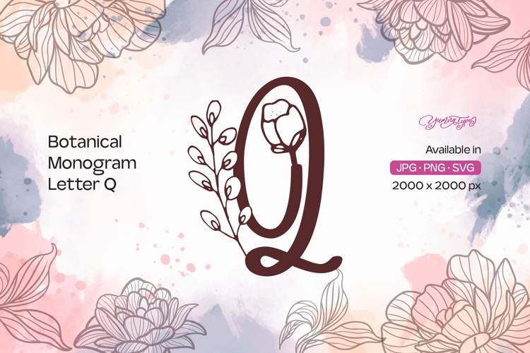 Flower Botanical Monogram Q