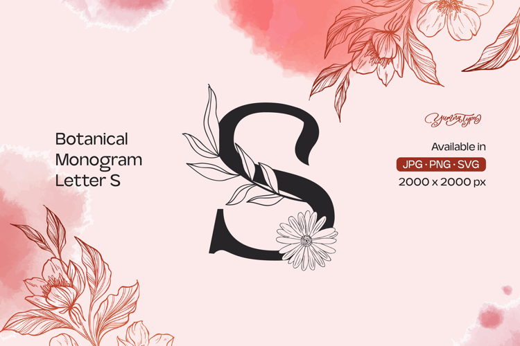 Botanical Flourish Monogram Letter S