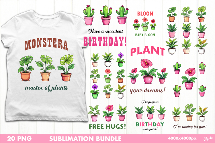 Plants Bundle PNG. Home Plant Quote Sublimation