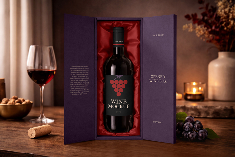 Opened Wine Box Mockup