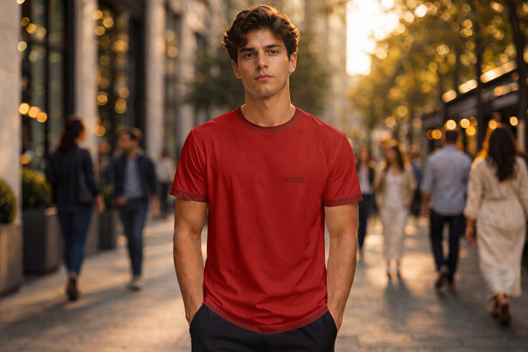 Street Cool Boy wearing T-Shirt Mockup