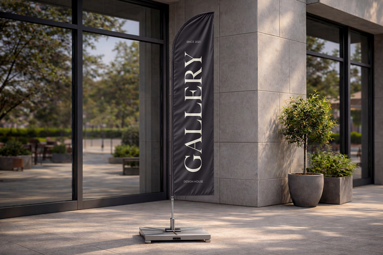 Outdoor Advertising Feather Flag Mockup