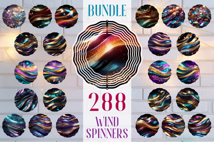 Christmas Wind Spinners Sublimation | 288 Bundle Gold Waves