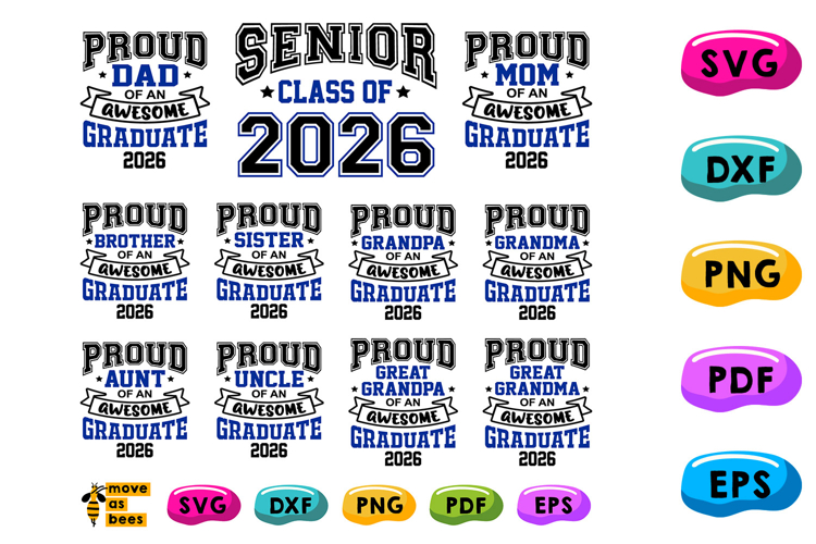 Proud Family Of A 2026 Graduate Svg, Png, Bundle, Mom, Dad