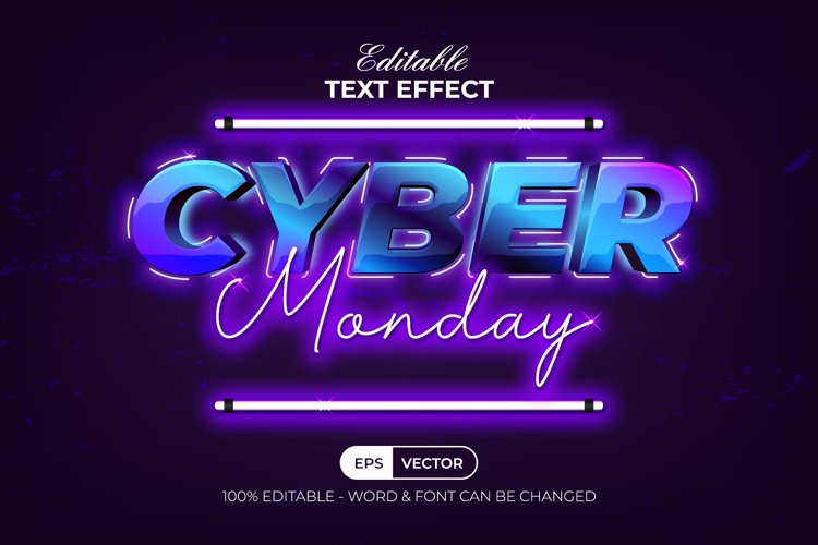 Cyber Monday Text Effect Neon Light Style example image 1