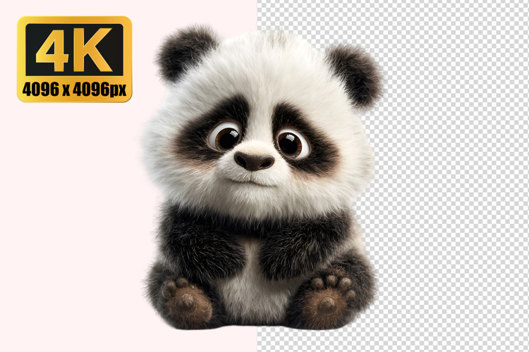 Fluffy Baby Panda Transparent PNG