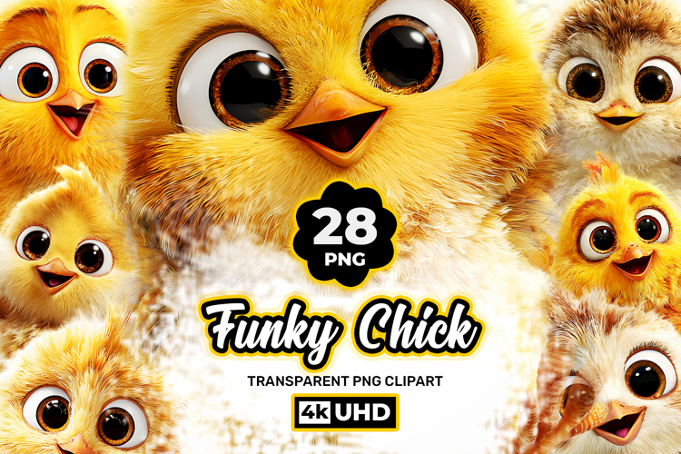 Cute Chick Clipart Bundle 28 PNG Animals Transparent BG